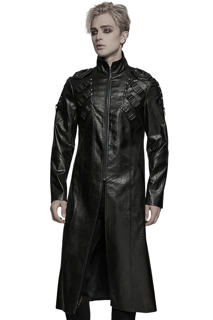 Men's Gothic Leather Cyberpunk Trench Coat