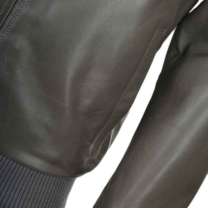 Men's Grey Lambskin Bomber Leather Jacket