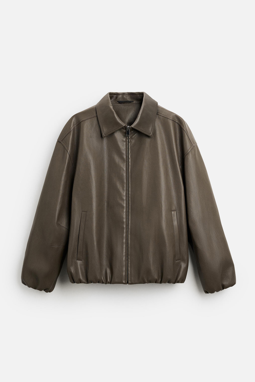 Graue schlichte Lederjacke für Herren