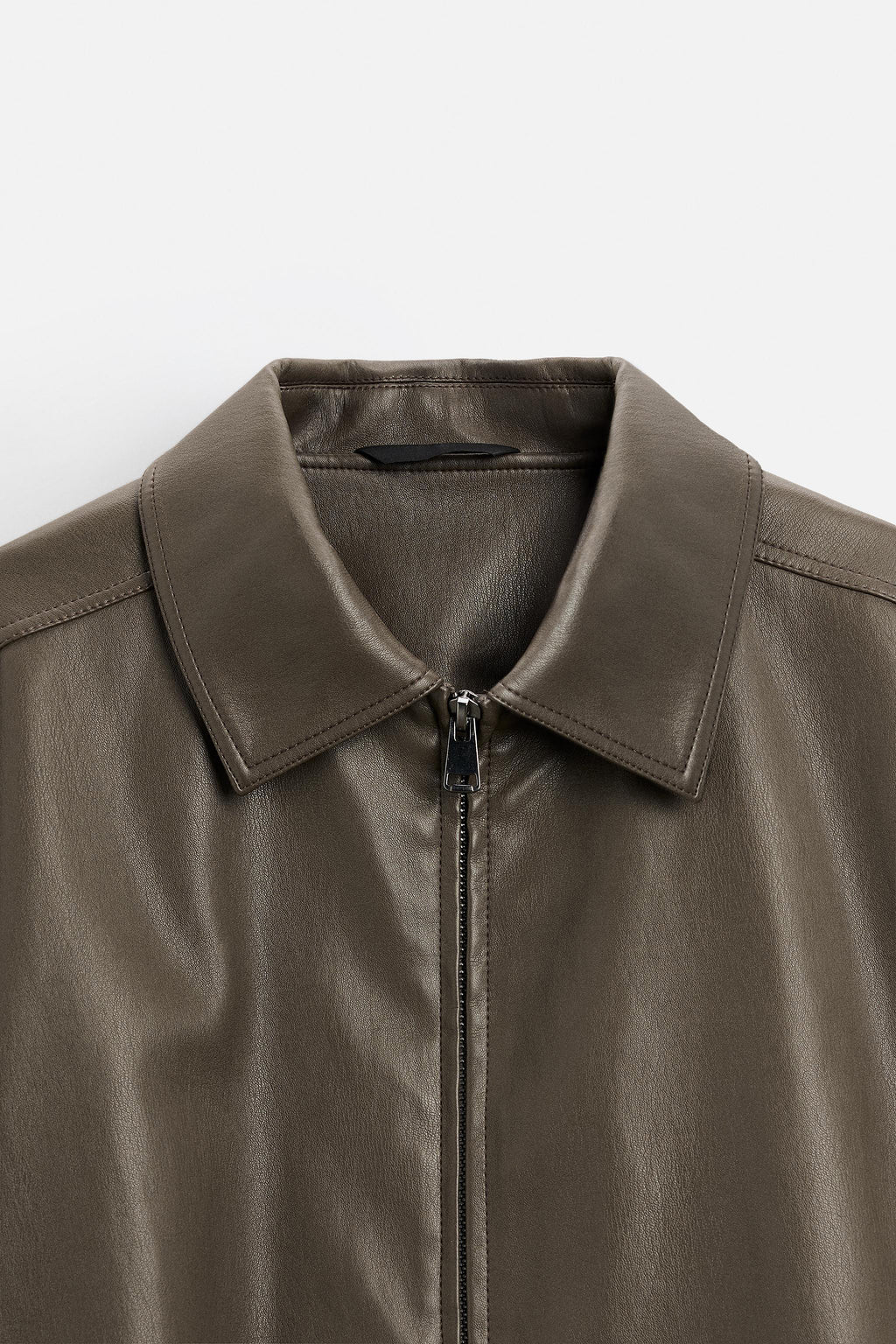 Graue schlichte Lederjacke für Herren