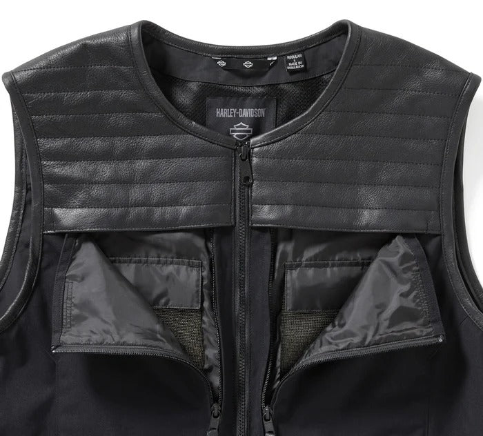 Men's H-D Long Haul Utility Leather Vest