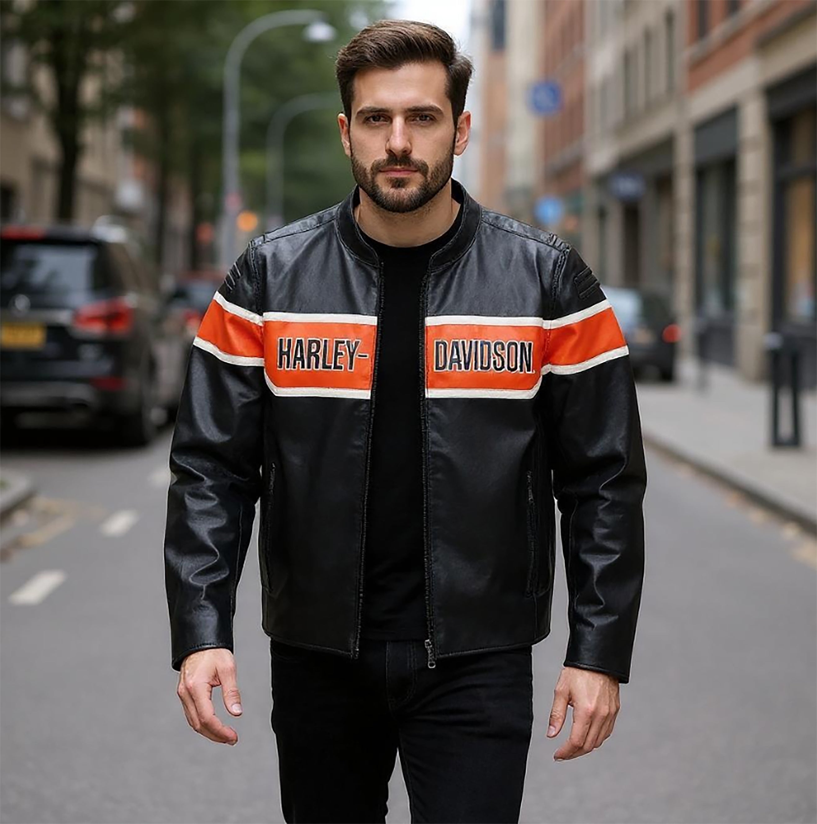 Men's H-D Trenton Leather Motorcycle Riding Jacket