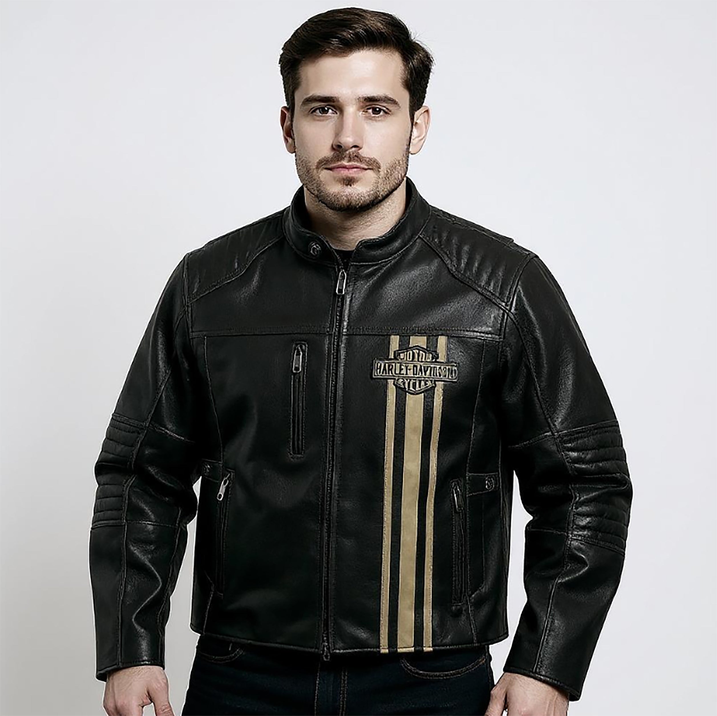 Men's H-D Triple Vent Passing Link II Leather Motorcycle Jacket