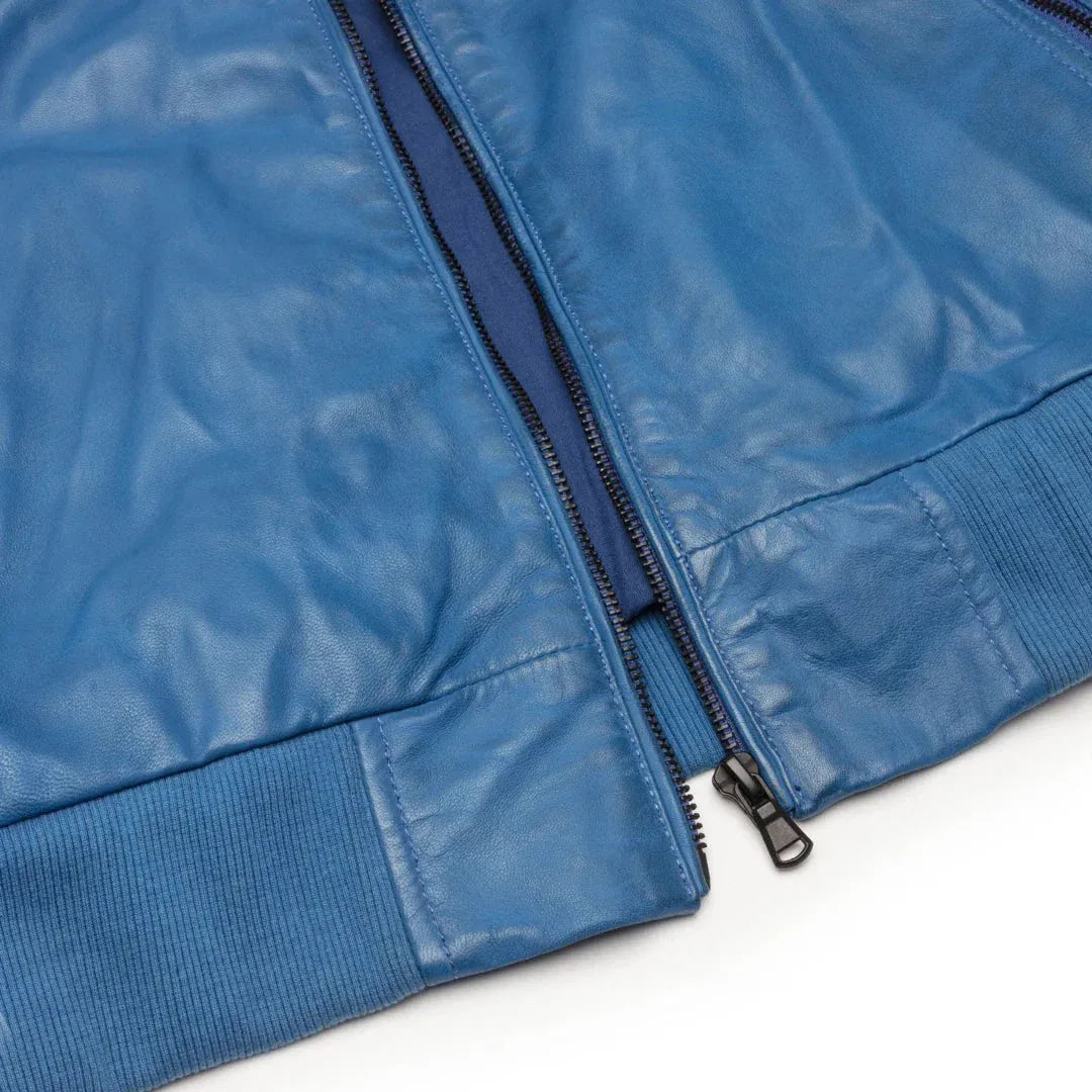 Men's Hooded Quilted Leather Bomber Jacket