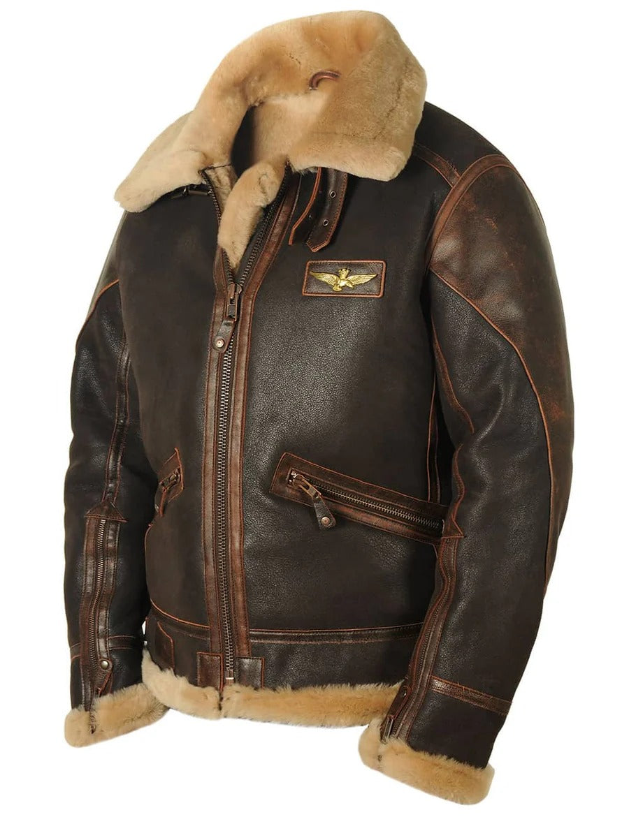 Men's Italian Navy Air Force Sheepskin Bomber Jacket