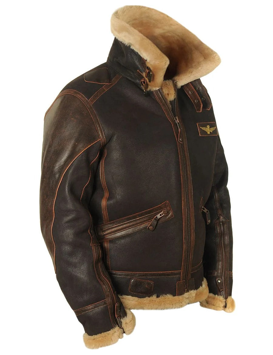 Men's Italian Navy Air Force Sheepskin Bomber Jacket
