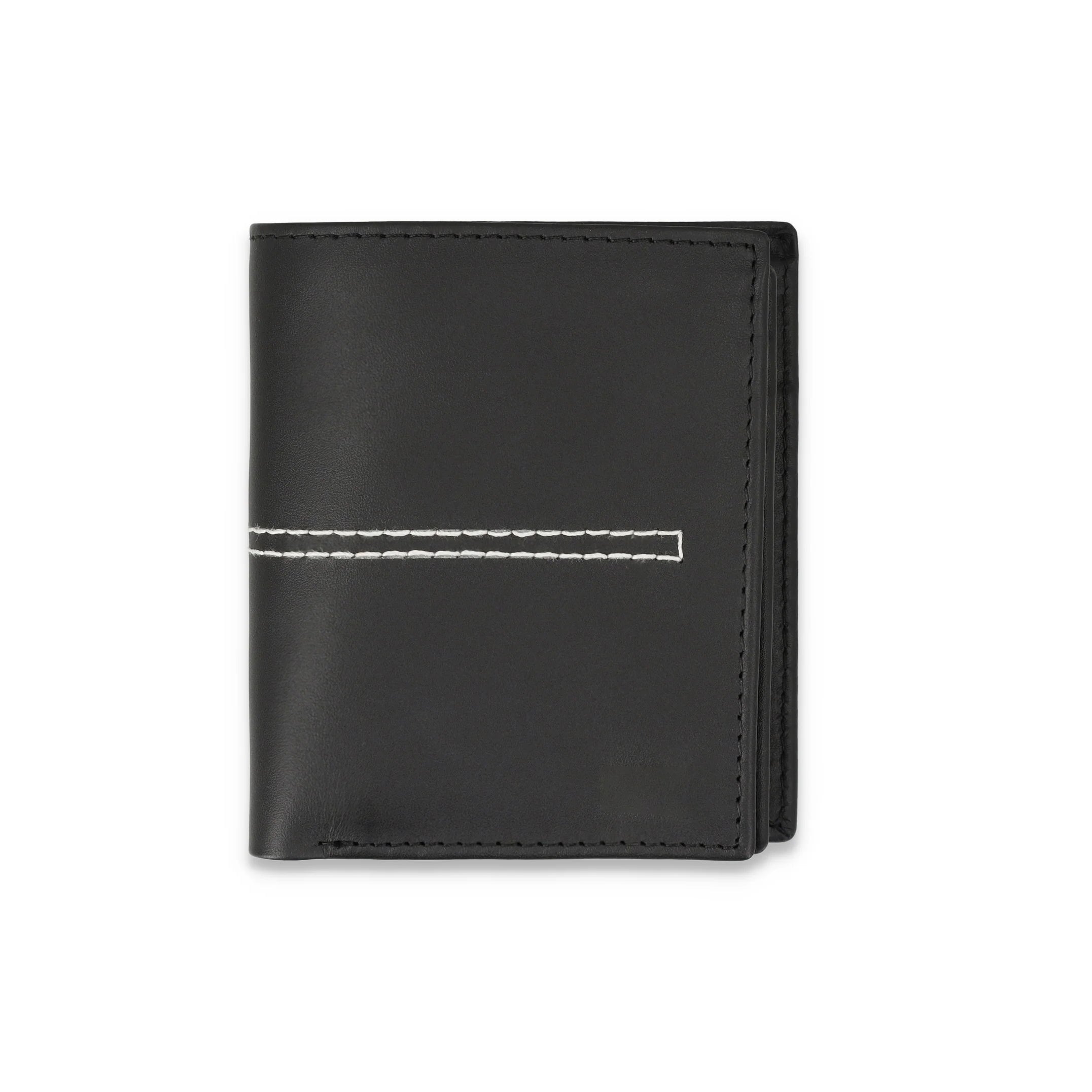 Men's Leather Wallet in Black and Brown with Six Card Slots