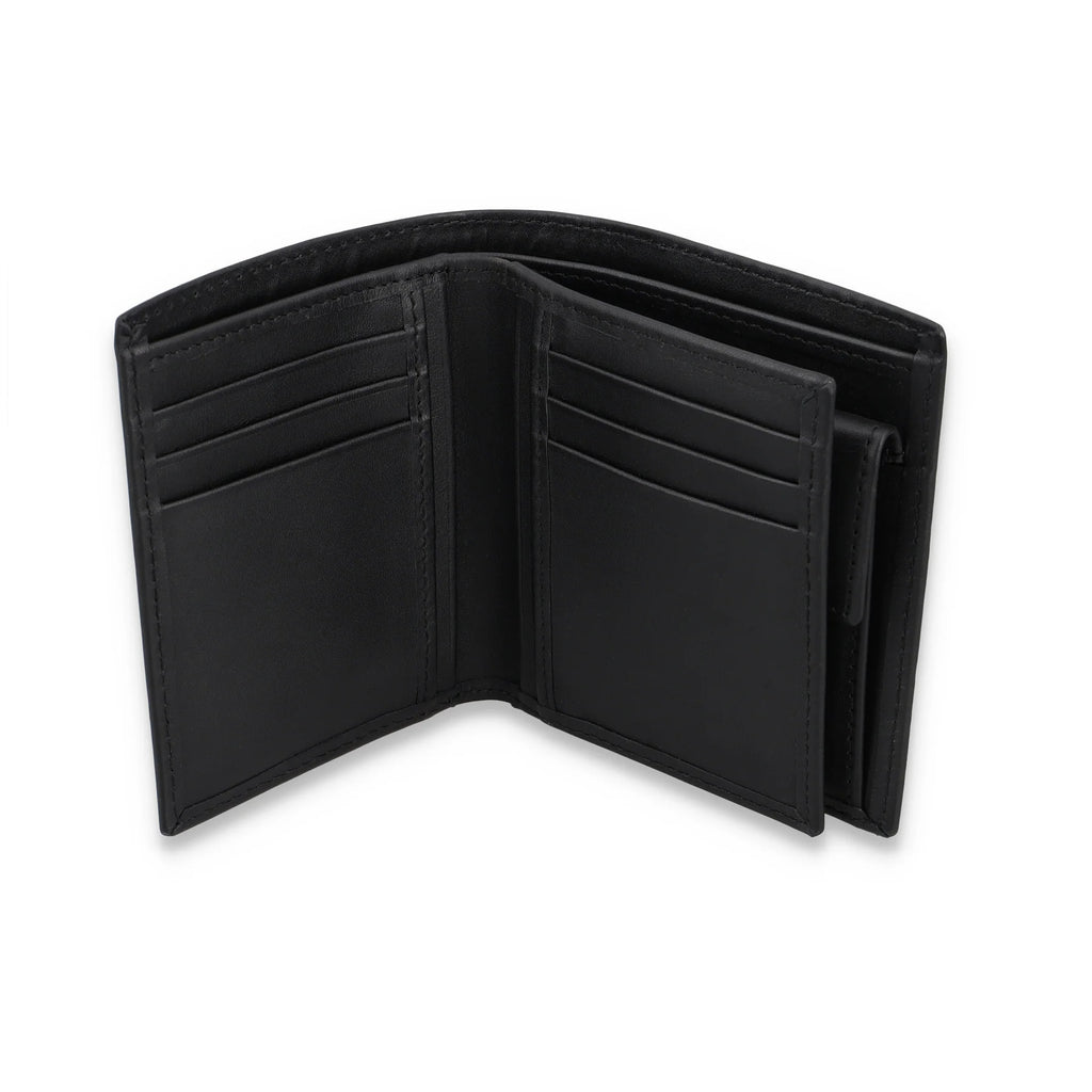 Men's Leather Wallet in Black and Brown with Six Card Slots