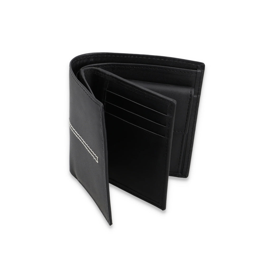 Men's Leather Wallet in Black and Brown with Six Card Slots