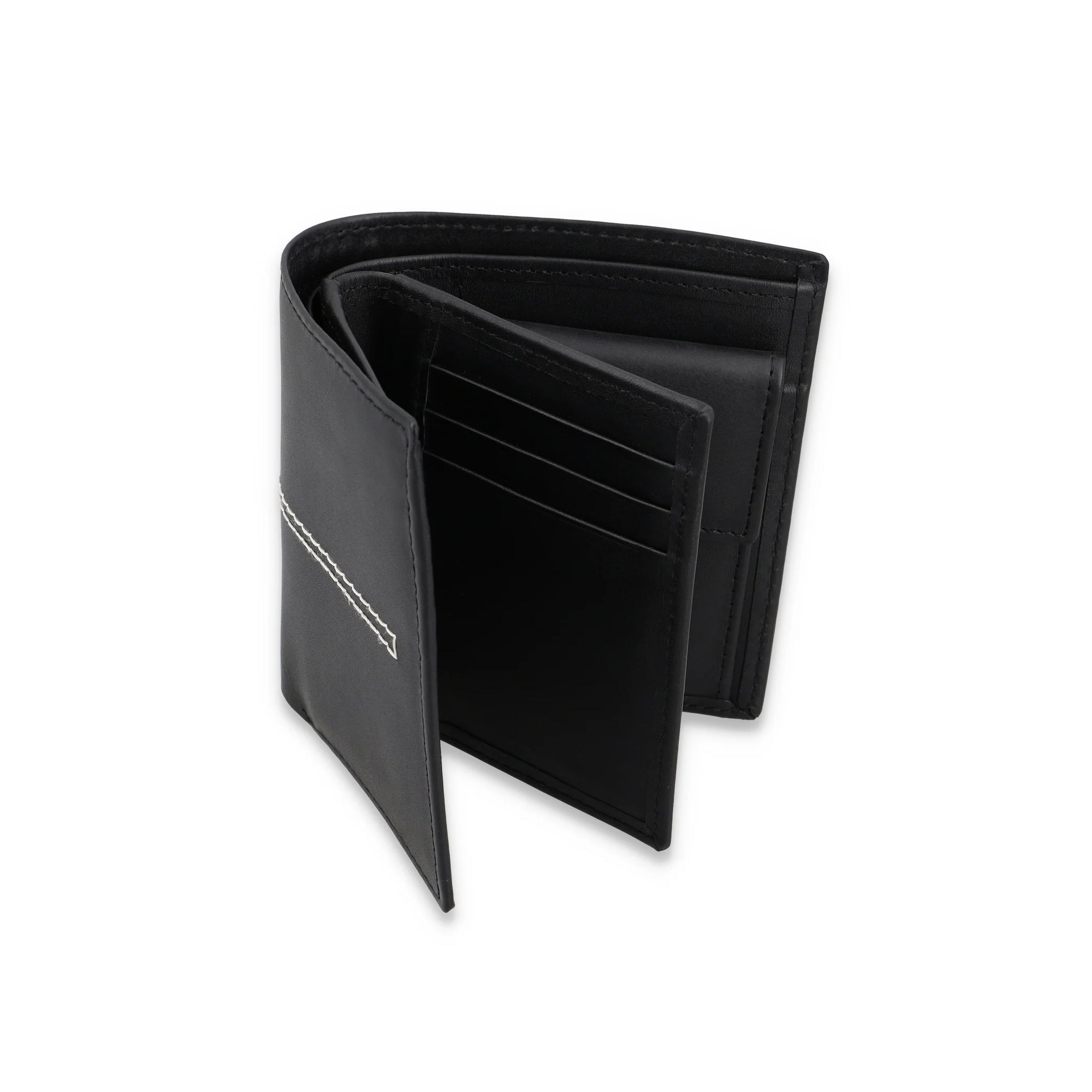 Men's Leather Wallet in Black and Brown with Six Card Slots