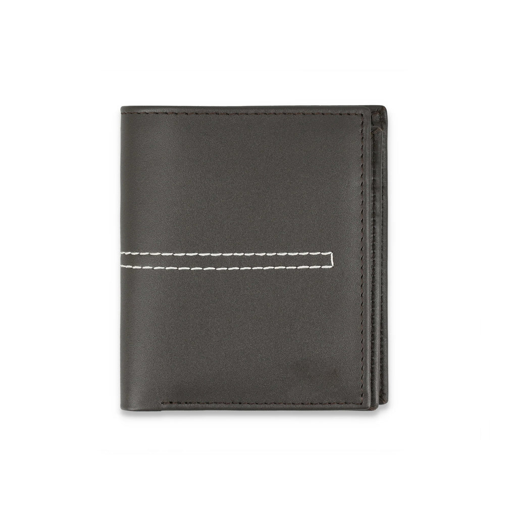 Men's Leather Wallet in Black and Brown with Six Card Slots