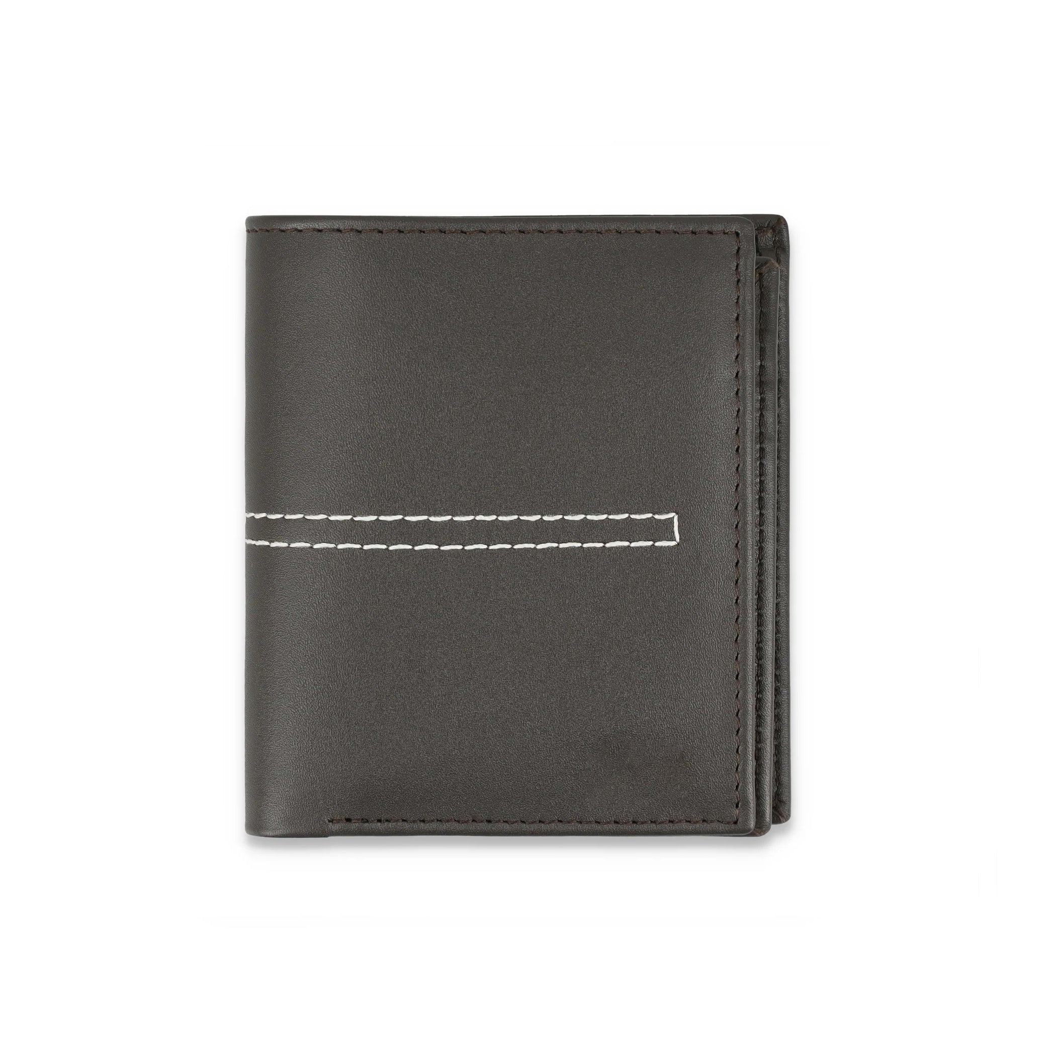 Men's Leather Wallet in Black and Brown with Six Card Slots