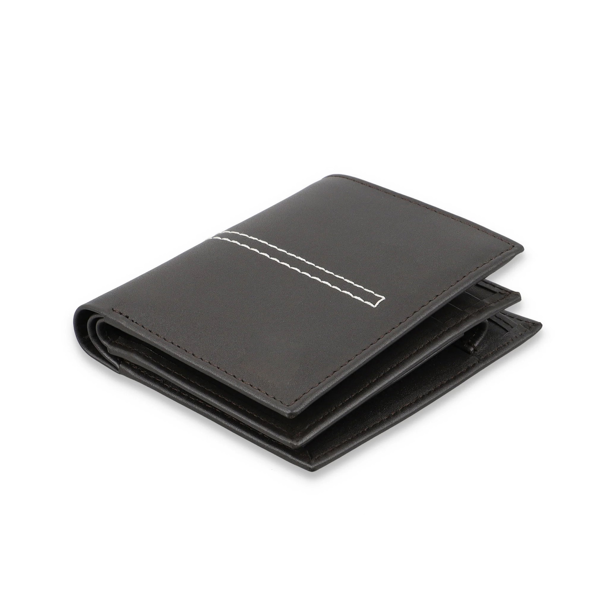 Men's Leather Wallet in Black and Brown with Six Card Slots