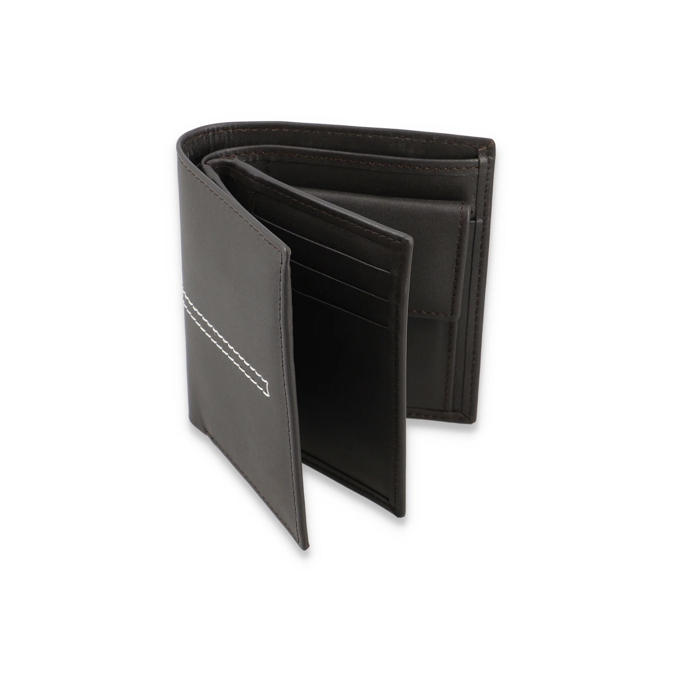 Men's Leather Wallet in Black and Brown with Six Card Slots