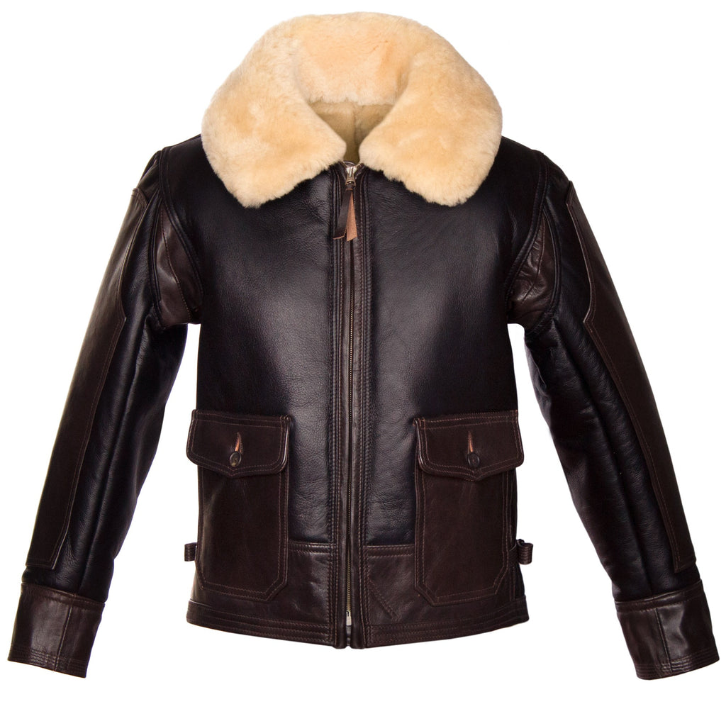 Men's Light Brown with White Fur Shearling Leather Jacket