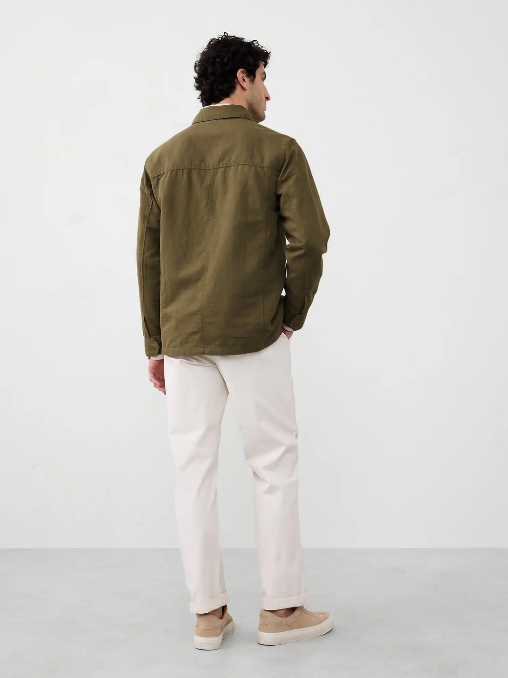 Men's Linen-Blend Field Light Weight Jacket in Cream