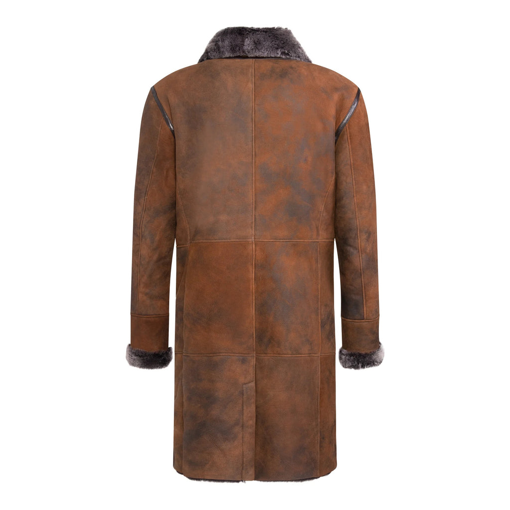 Men's Long Double Breasted Shearling Coat