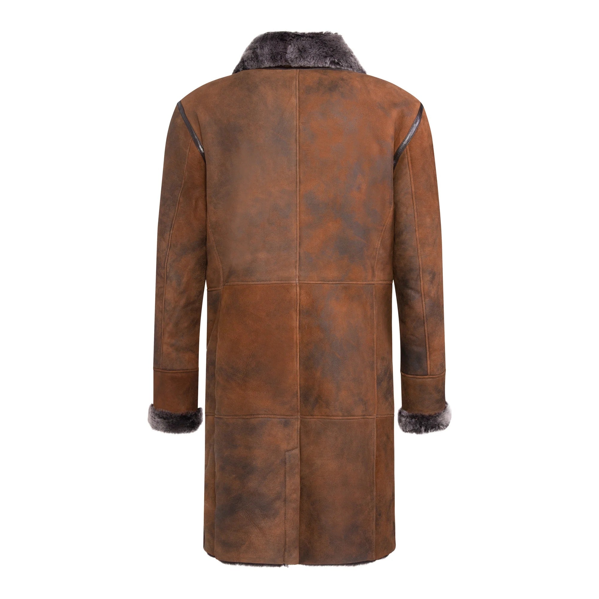 Men's Long Double Breasted Shearling Coat