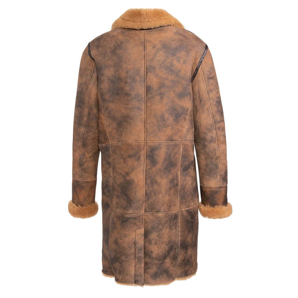 Men's Long Double Breasted Shearling Coat