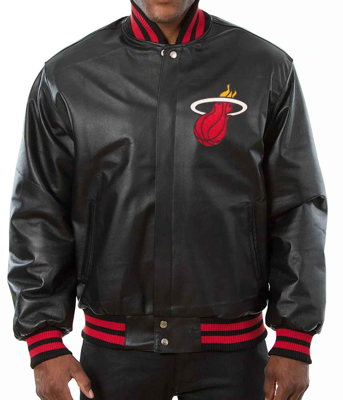 Men's Miami Heat Black Varsity Leather Jacket