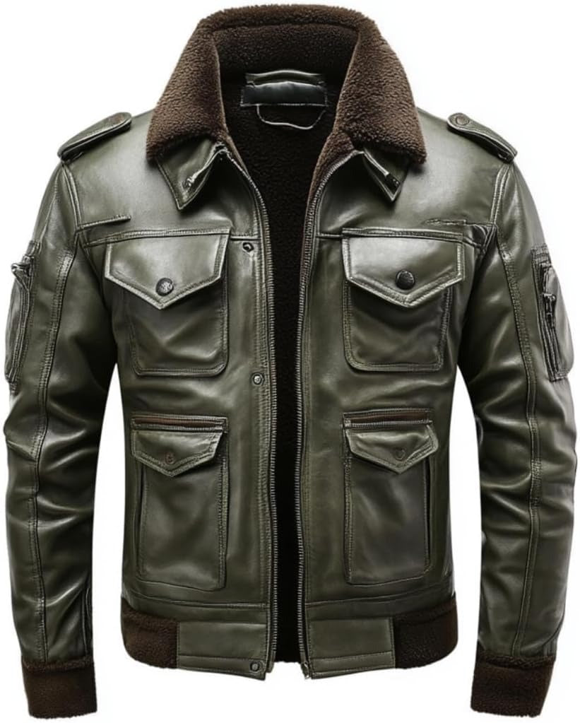 Herren-Fliegerjacke aus Schafsleder im Militärstil