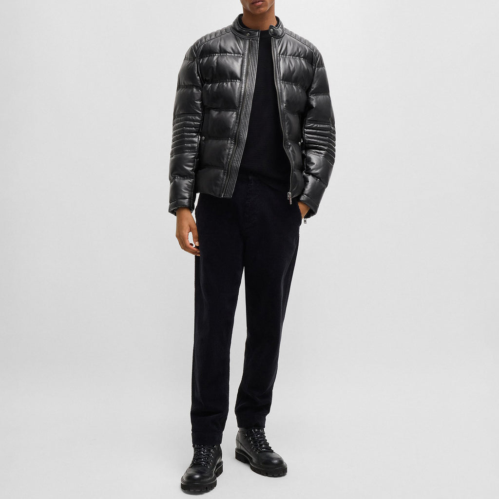 Men's Mixed Quilting Leather Regular Fit Jackets