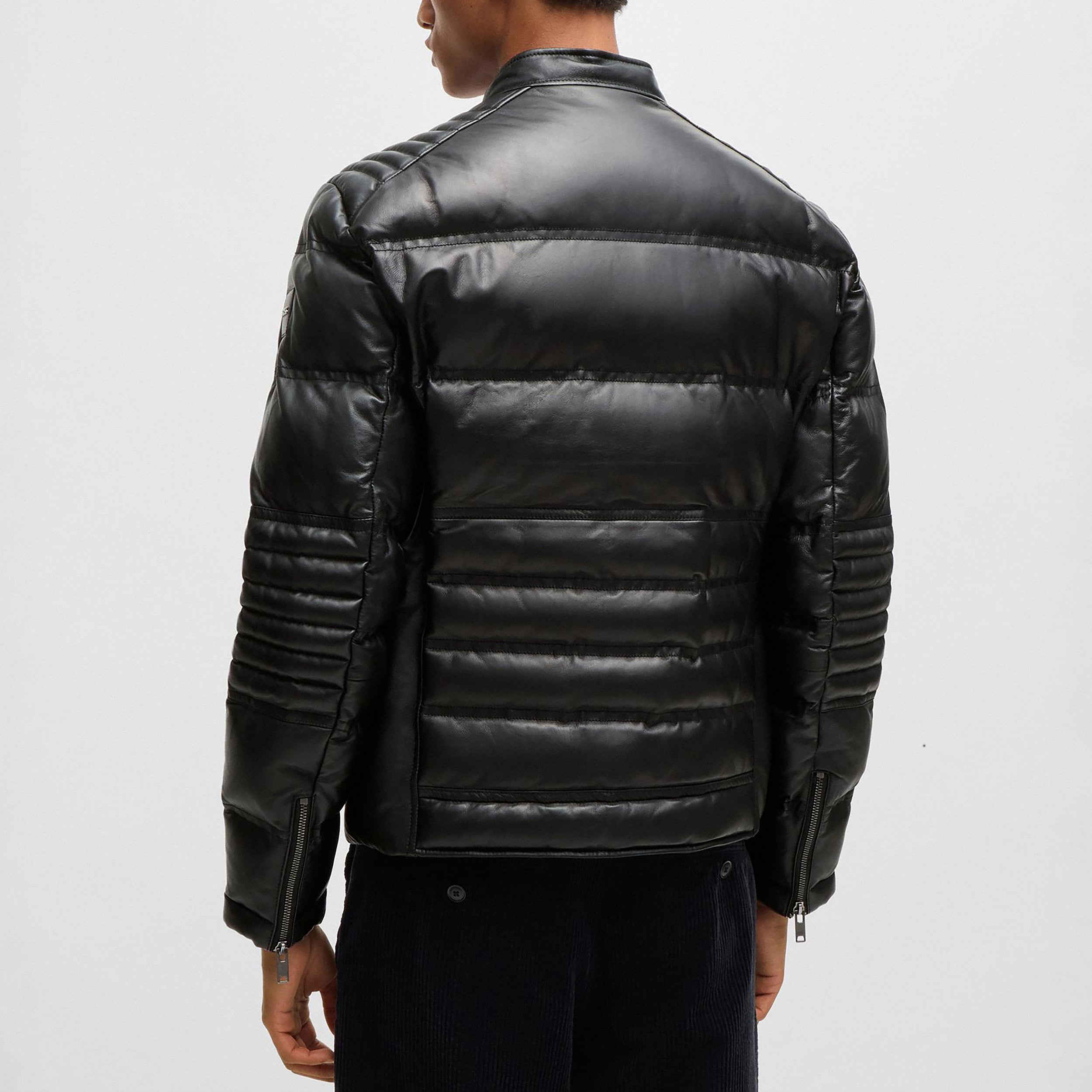 Men's Mixed Quilting Leather Regular Fit Jackets