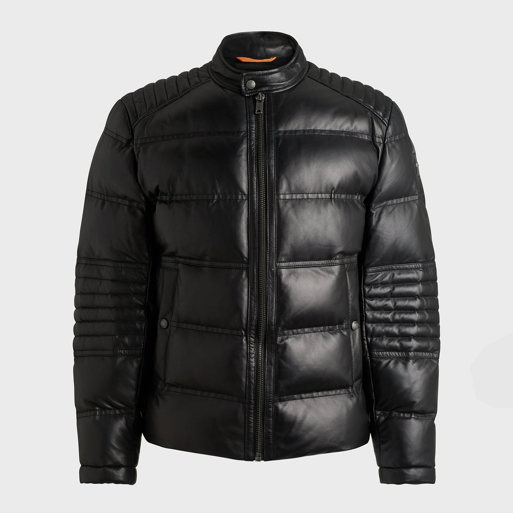 Men's Mixed Quilting Leather Regular Fit Jackets