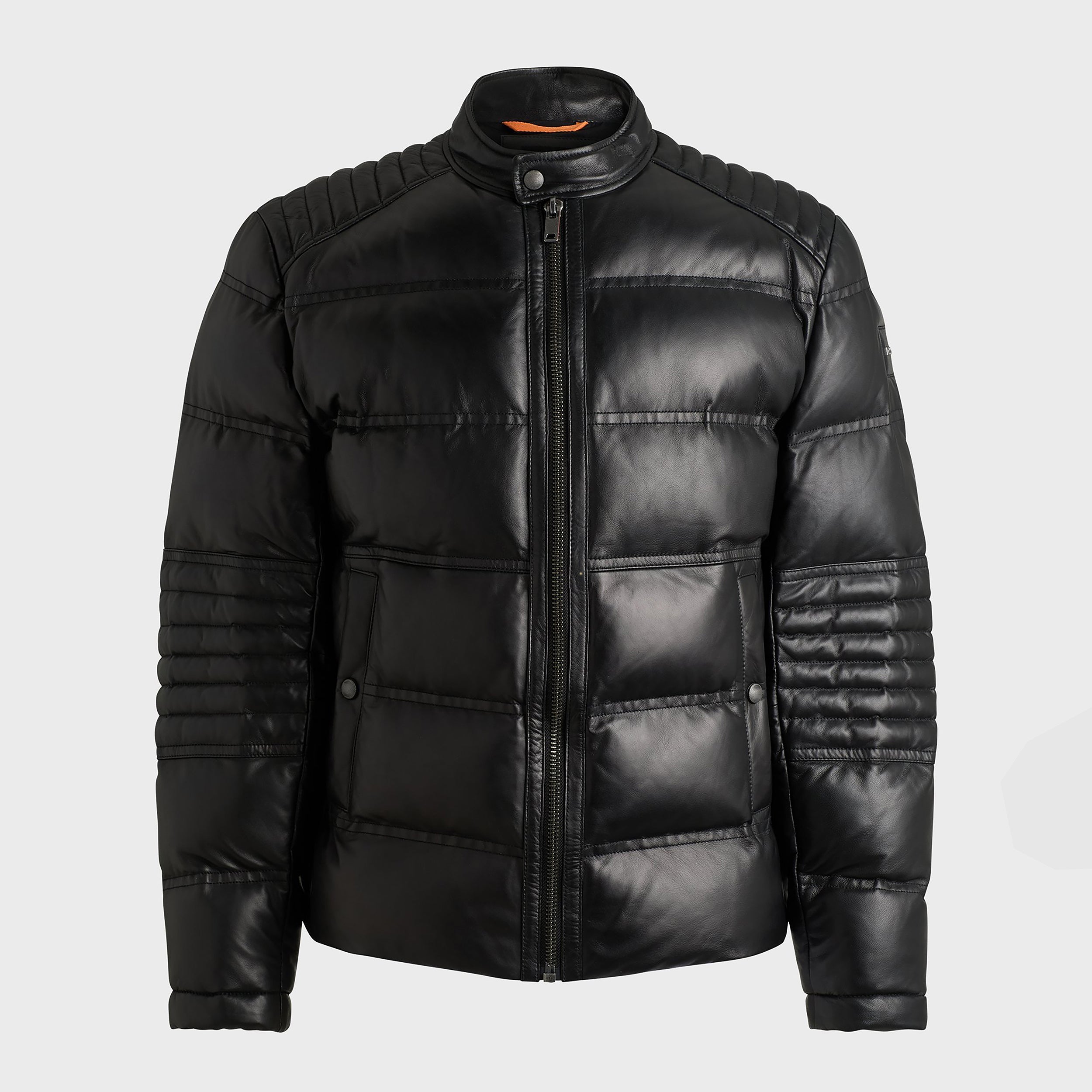 Men's Mixed Quilting Leather Regular Fit Jackets