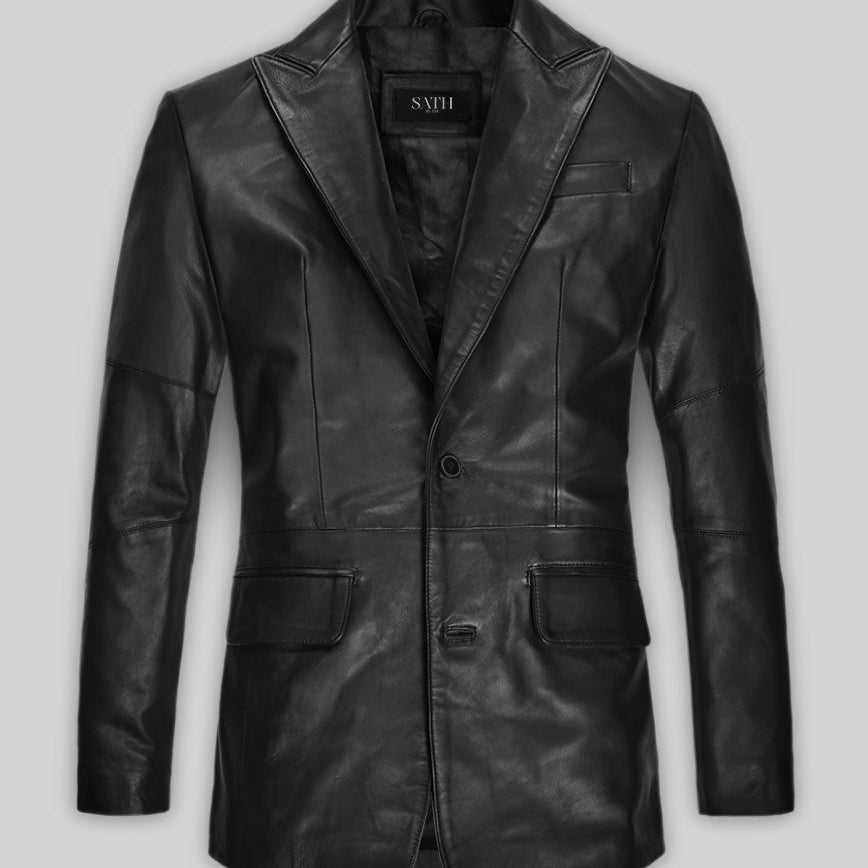 Men's Pocket Flaps Leather Blazer
