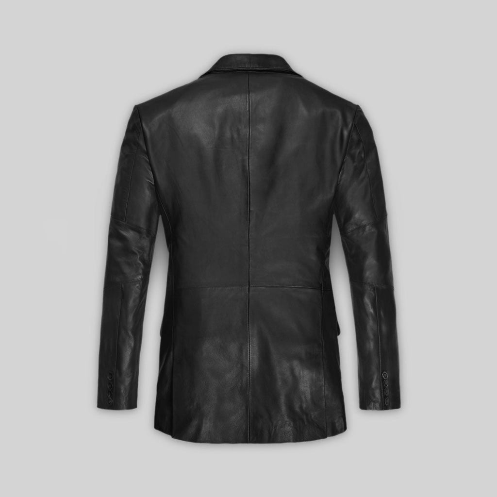 Men's Pocket Flaps Leather Blazer