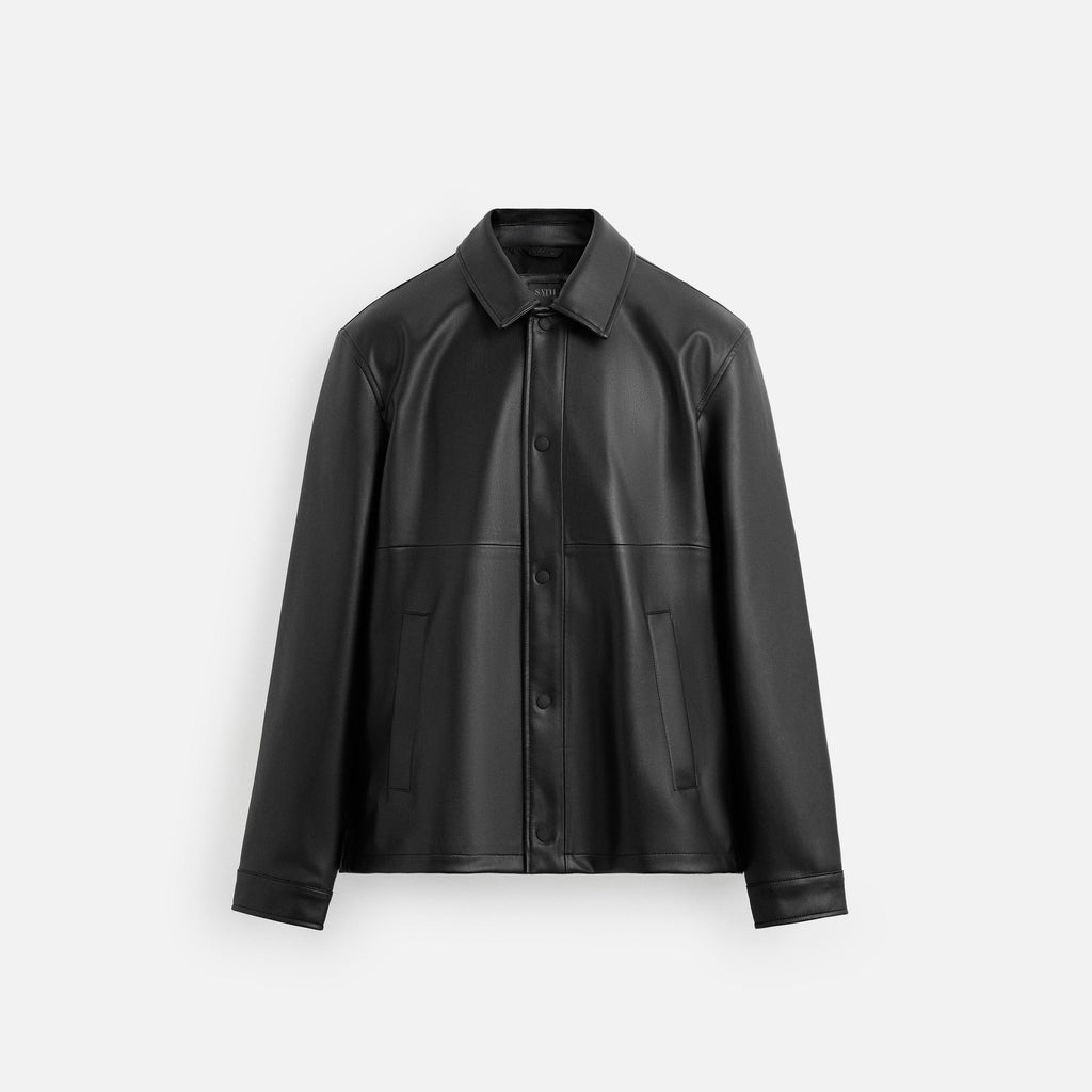 Men's Popper Fastening Leather Jacket