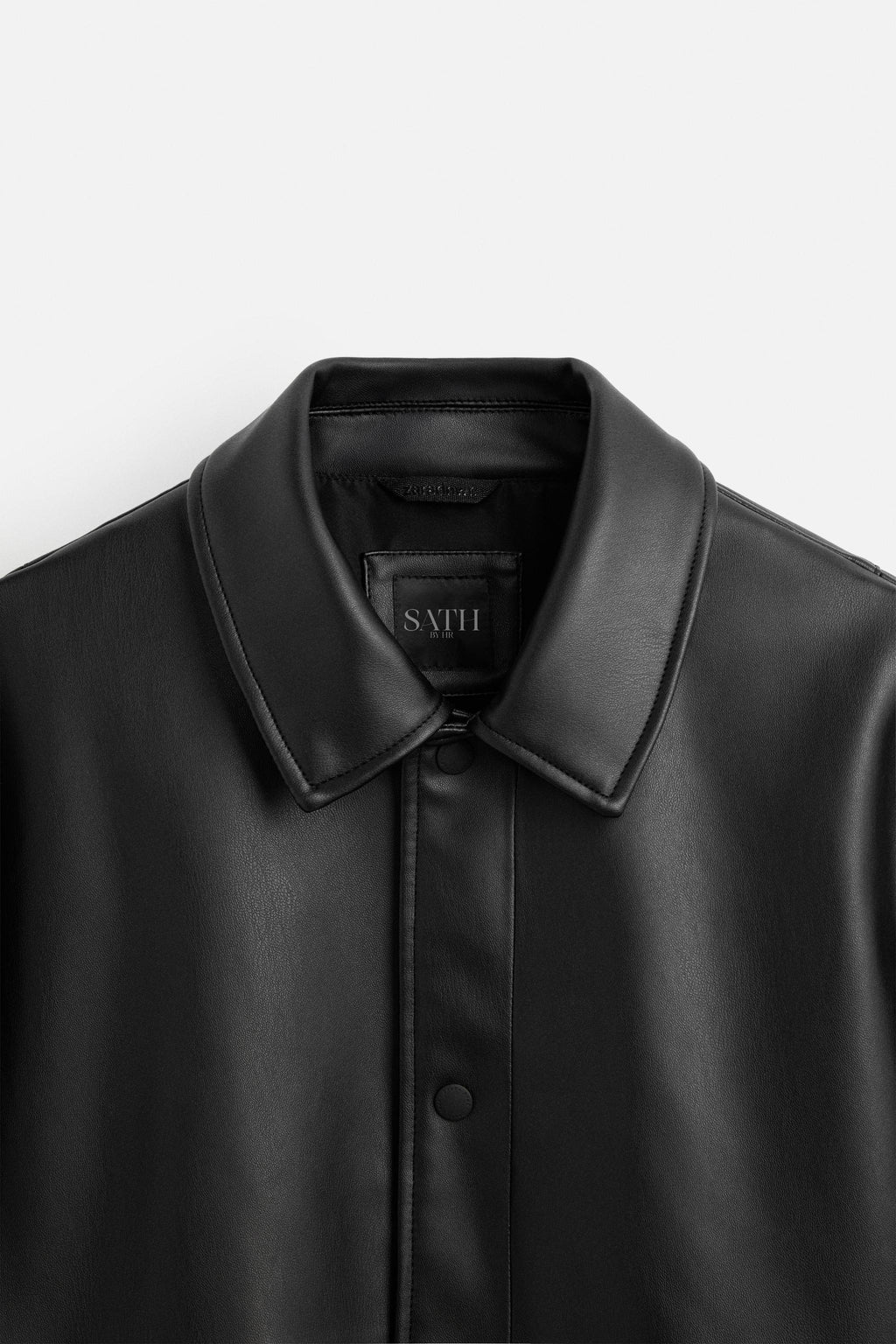 Men's Popper Fastening Leather Jacket