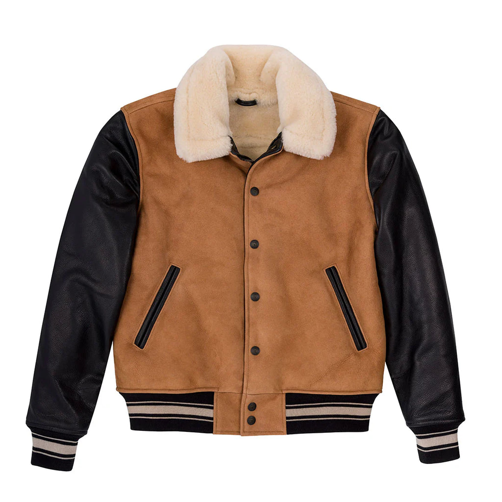 Herren Pro Shearling Varsity Pelzlederjacke