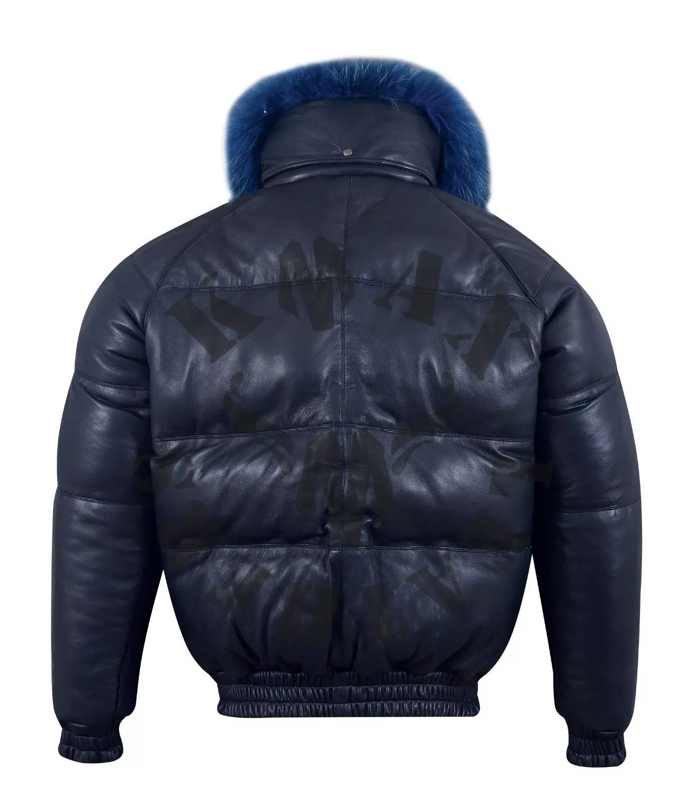 Men's Puffer Bomber Sheepskin Leather Jacket Removable Raccoon Fur Collar & Hood