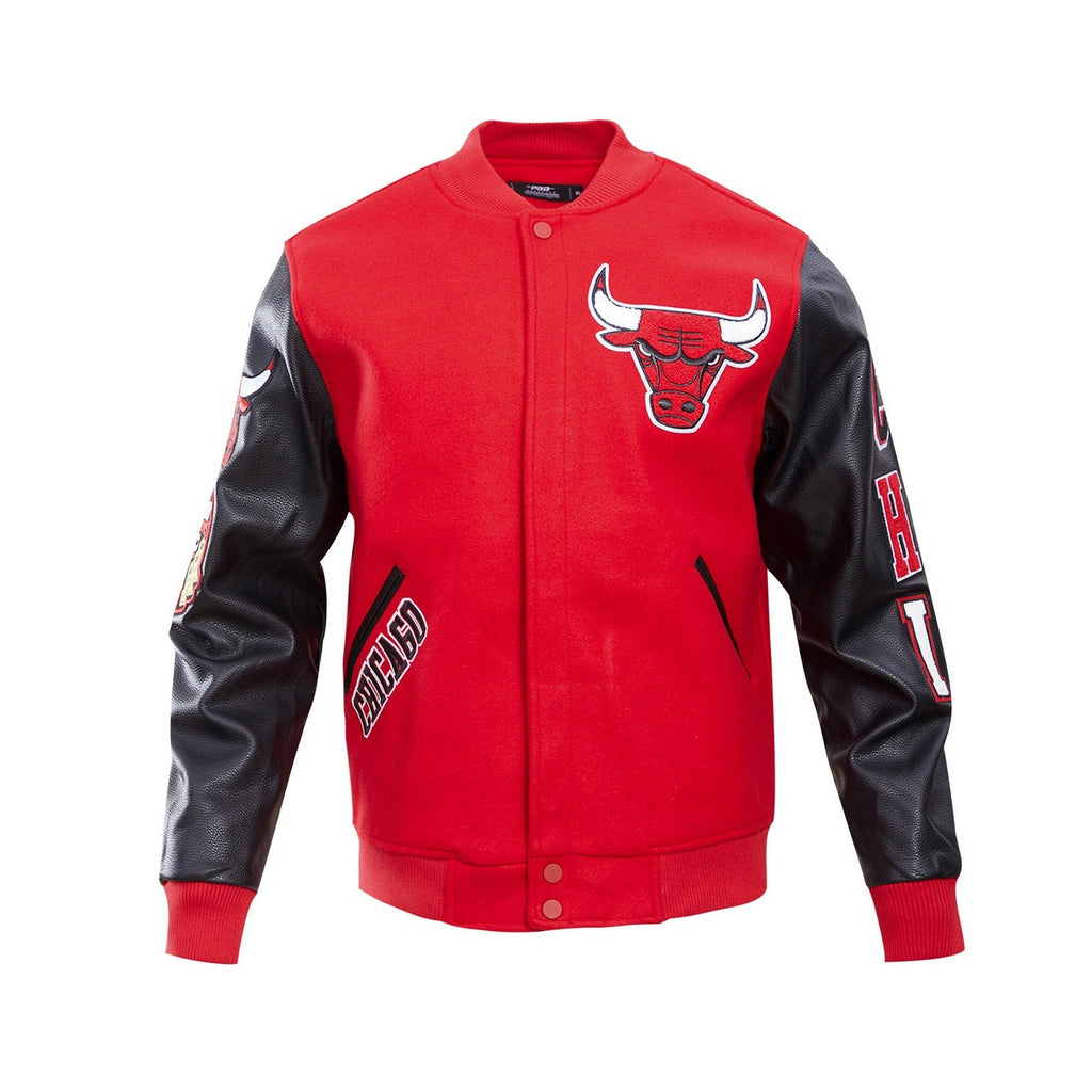 Men's Red CHICAGO BULLS Rib Wool Varsity Jacket