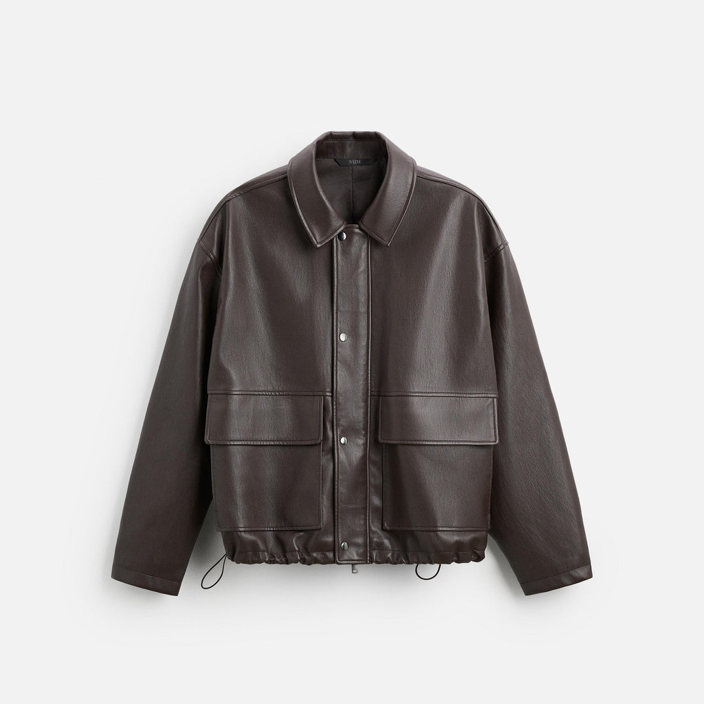 Men's Relaxed Fit Long Sleeves Leather Jacket