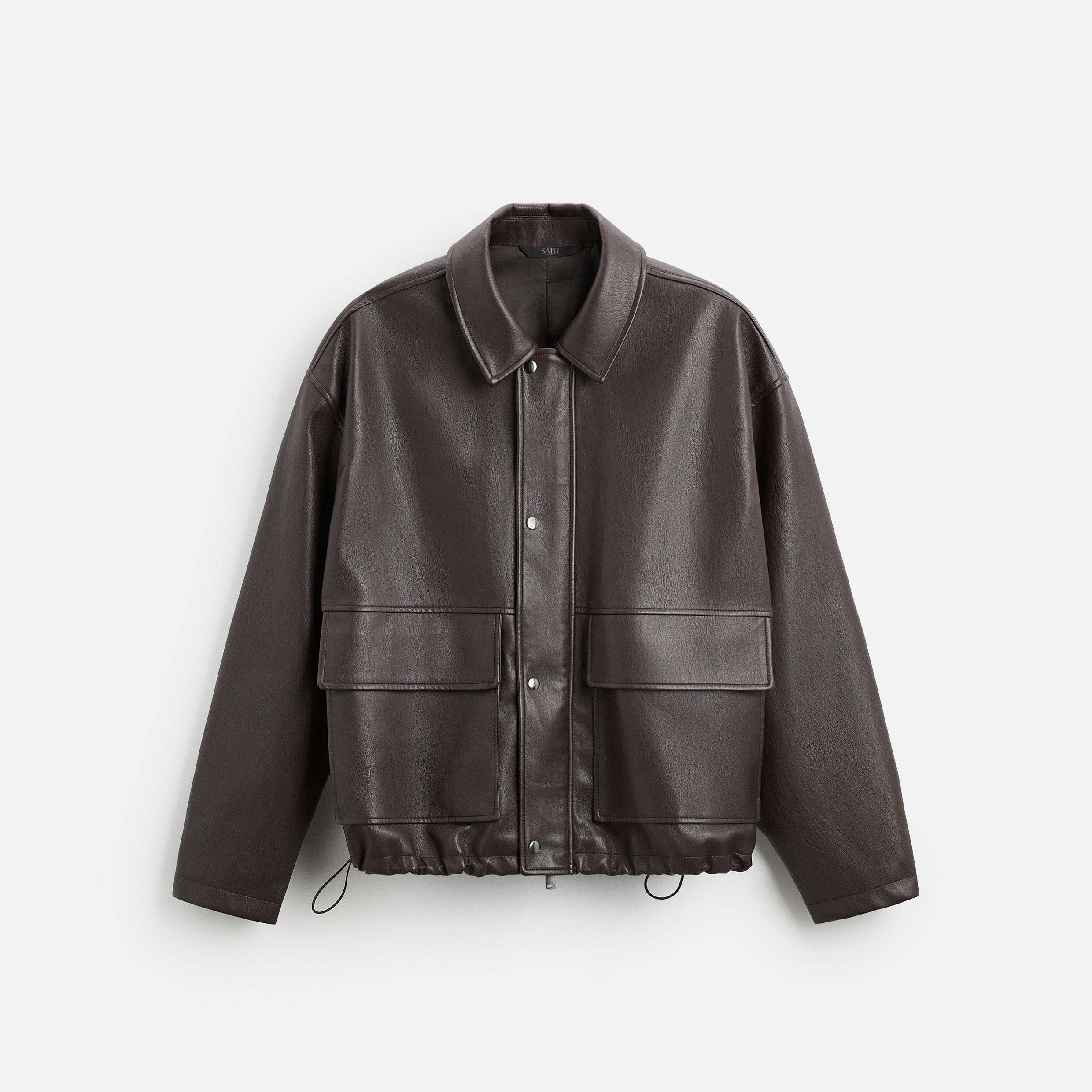 Men's Relaxed Fit Long Sleeves Leather Jacket