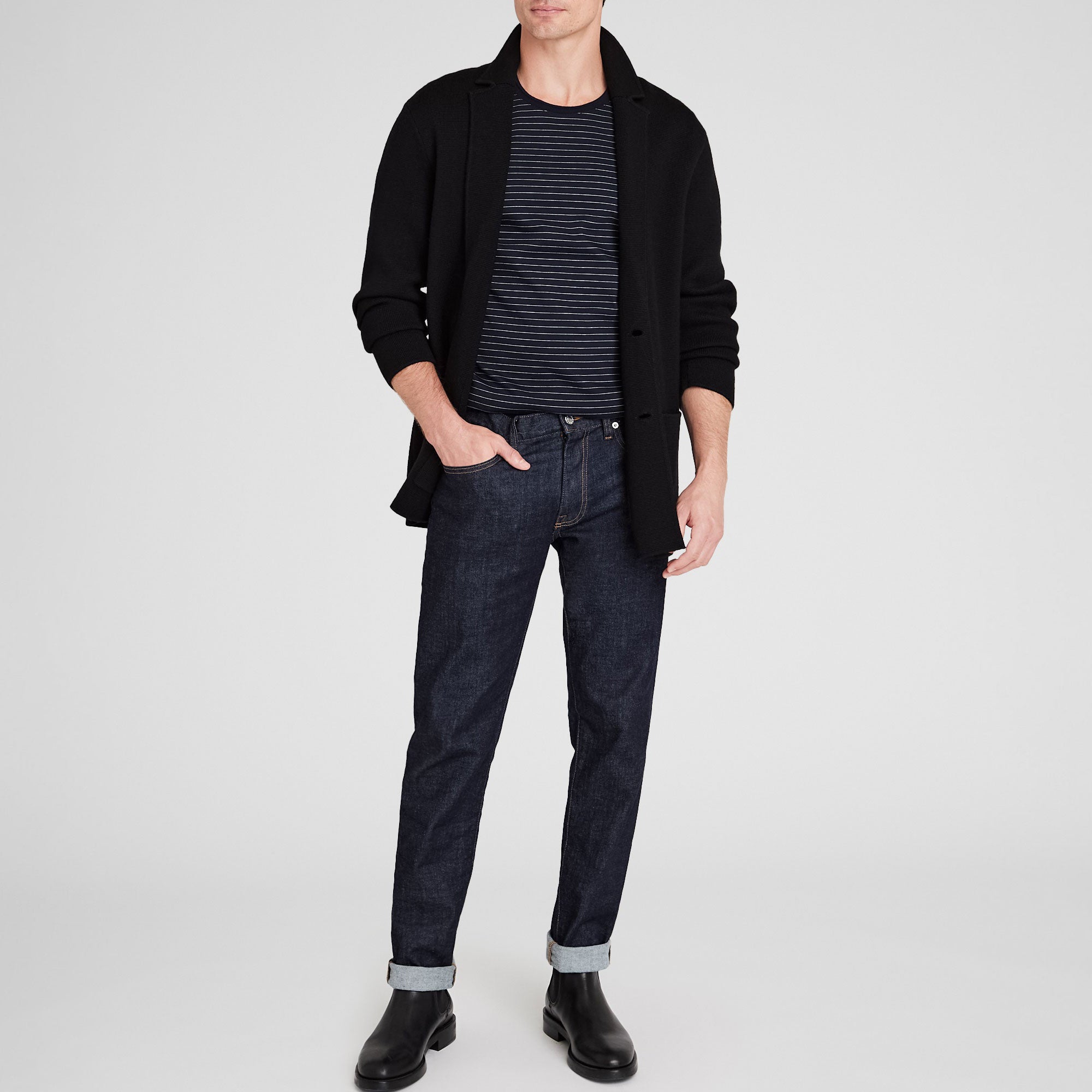 Men's Relaxed Fit Two Button Leather blazer