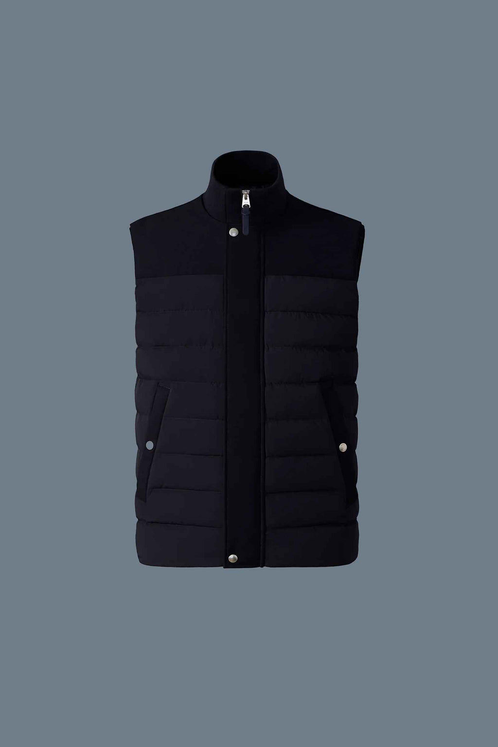 Men's Ribbed Knit Collar Light Down Filled Quilted Vest