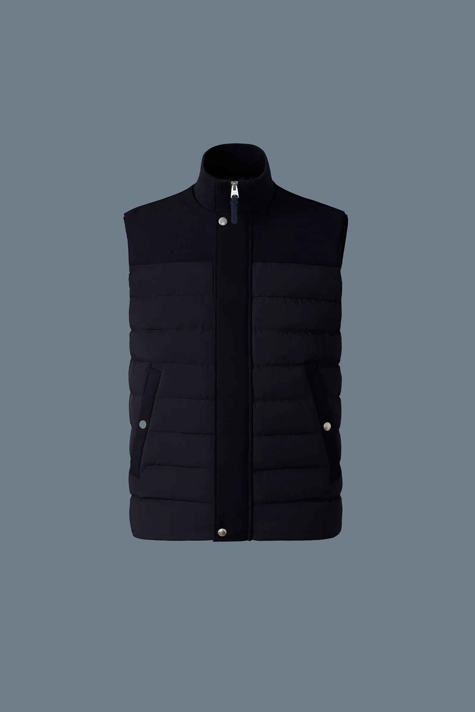 Men's Ribbed Knit Collar Light Down Filled Quilted Vest
