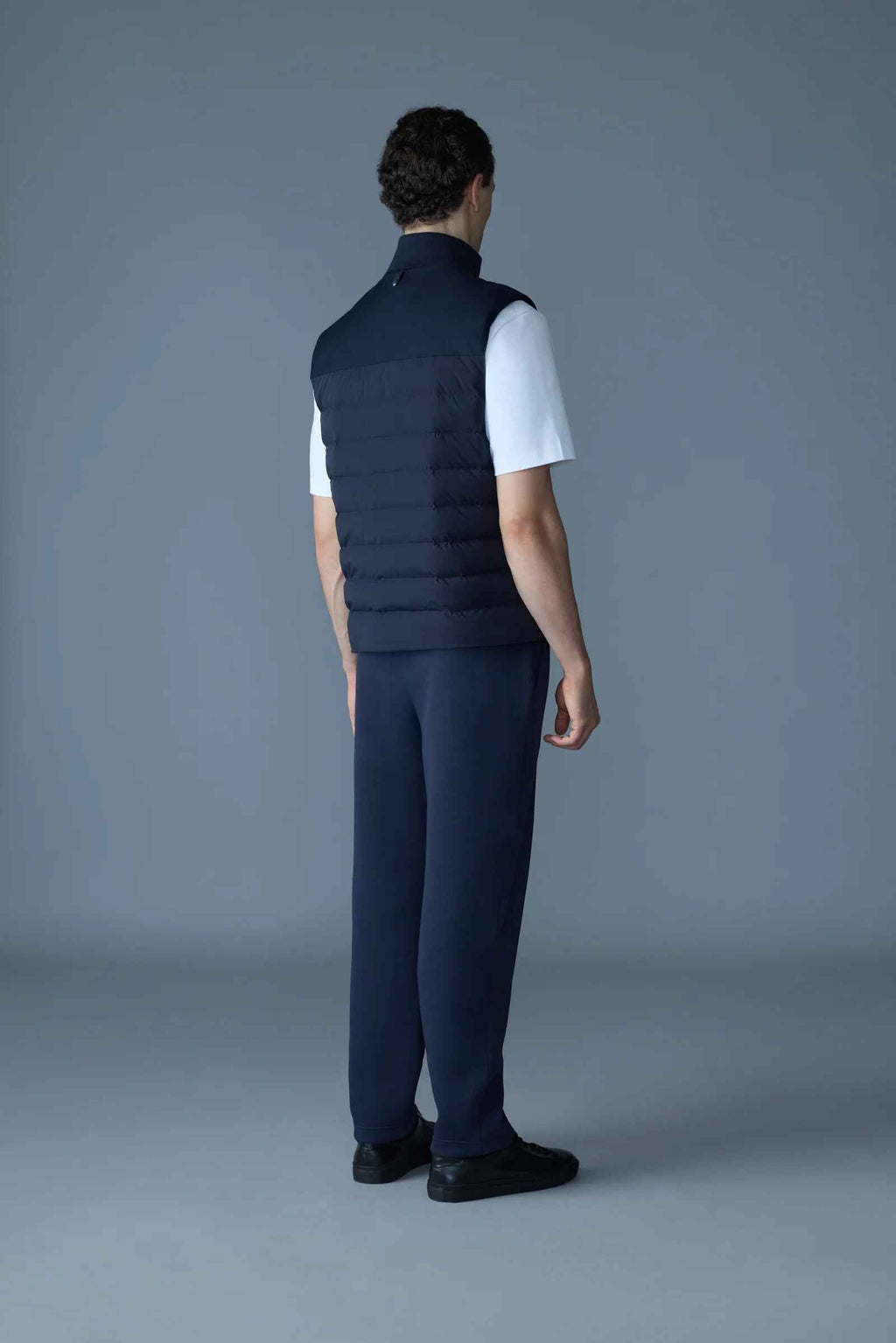 Men's Ribbed Knit Collar Light Down Filled Quilted Vest