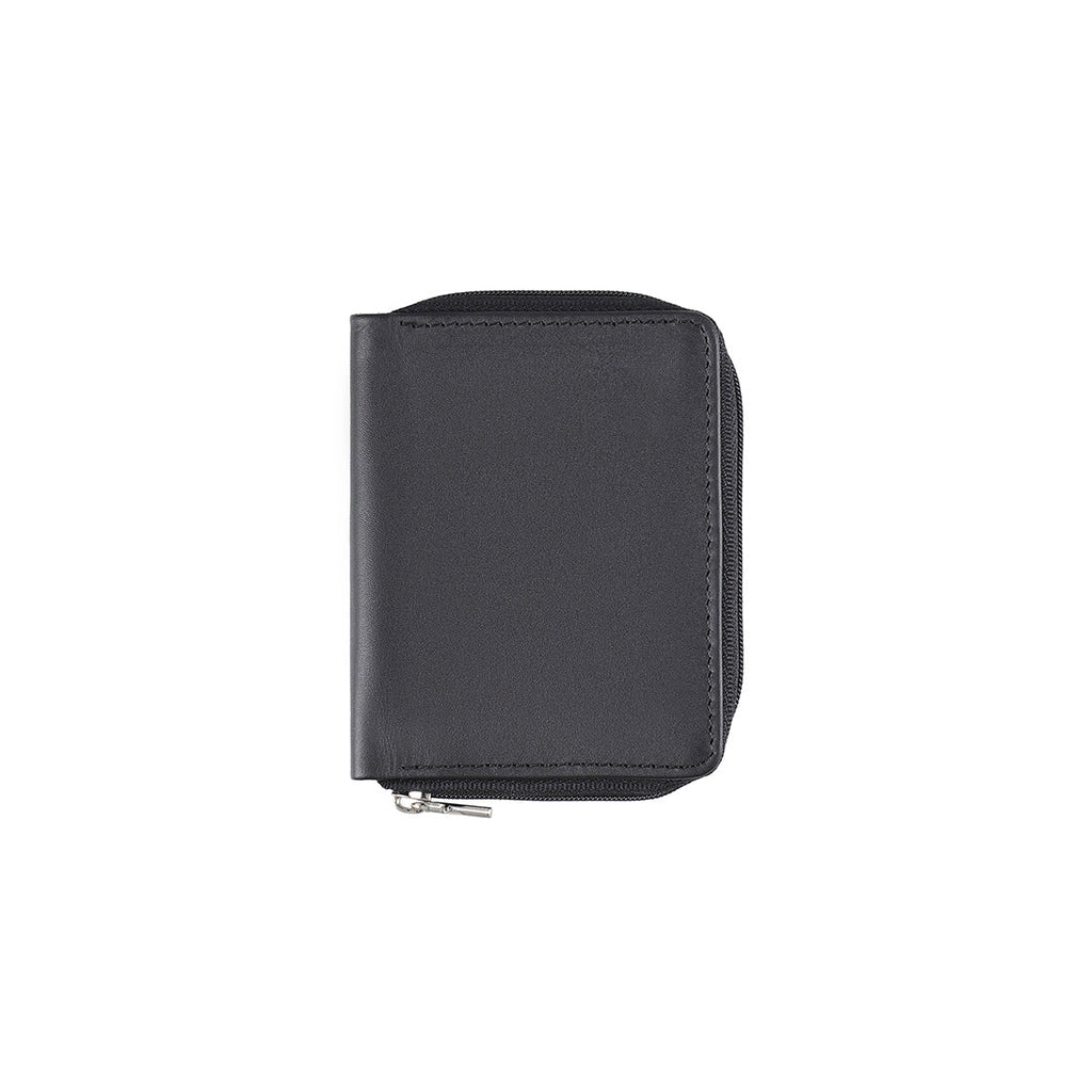 Men's Round Zip Closure Leather Wallet With Six Card Slots