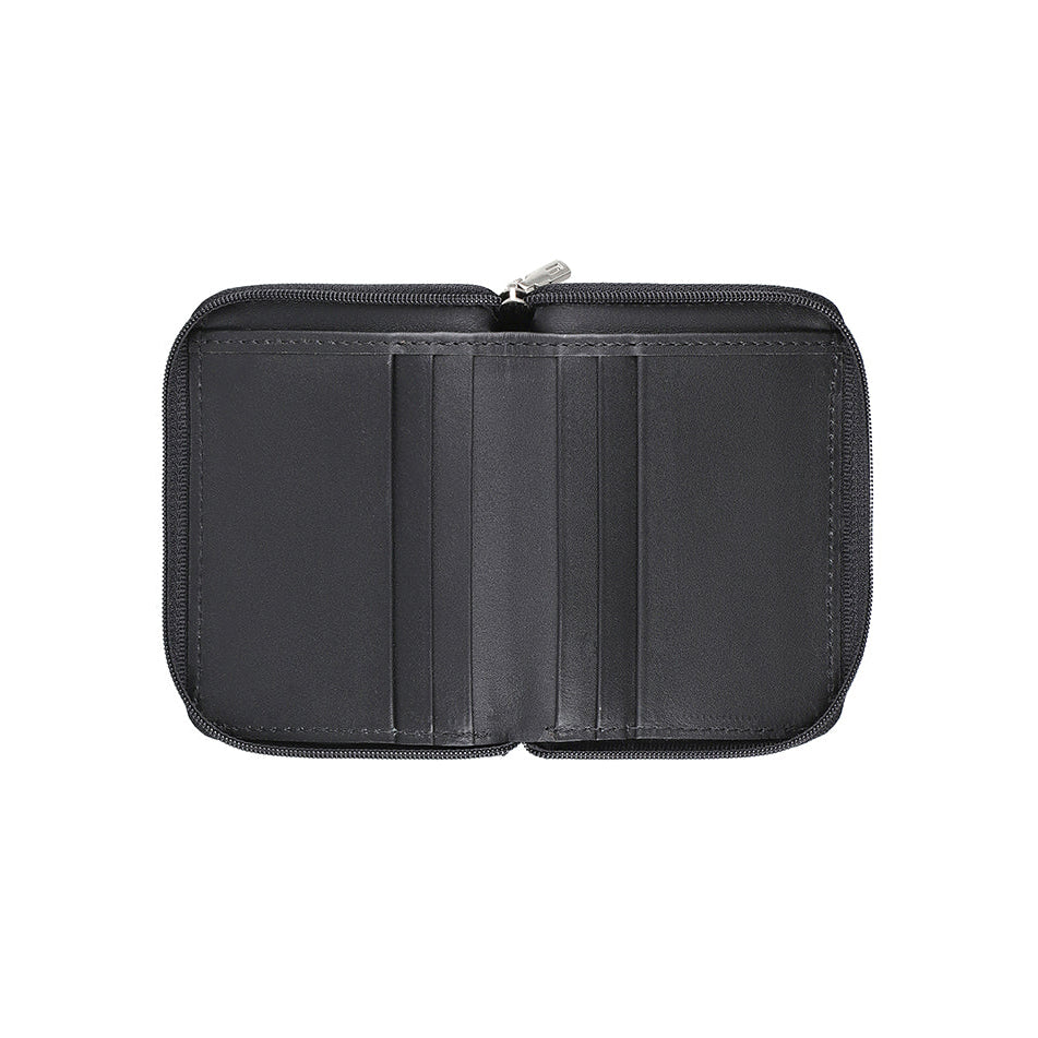 Men's Round Zip Closure Leather Wallet With Six Card Slots