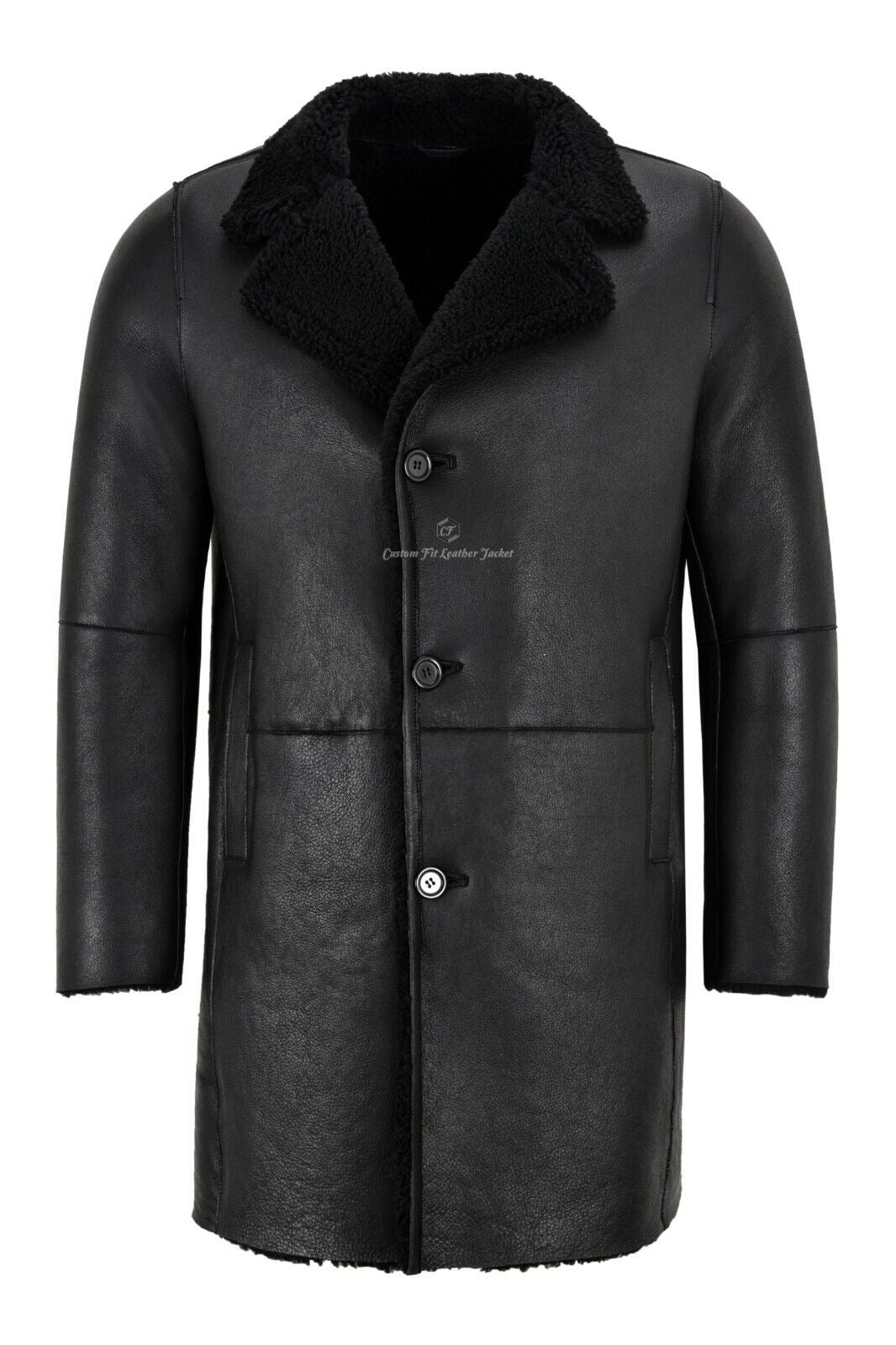 Men's Shearling Sheepskin Black Classic Coat