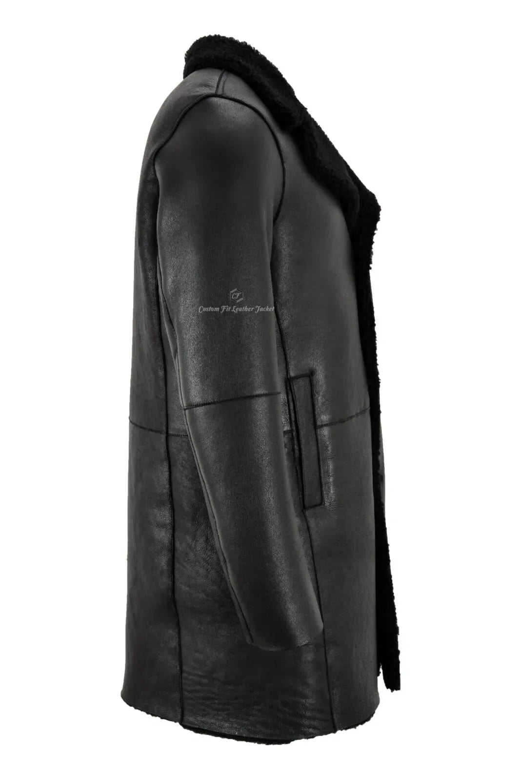 Men's Shearling Sheepskin Black Classic Coat