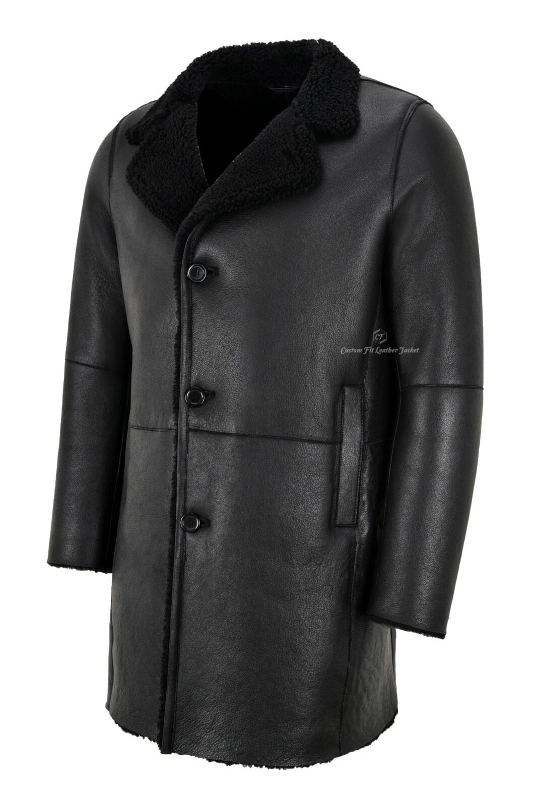 Men's Shearling Sheepskin Black Classic Coat