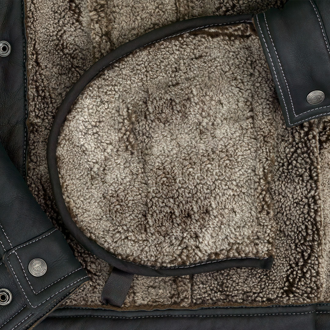 Men's Sheepskin Midnight Trucker Fur Leather Jacket