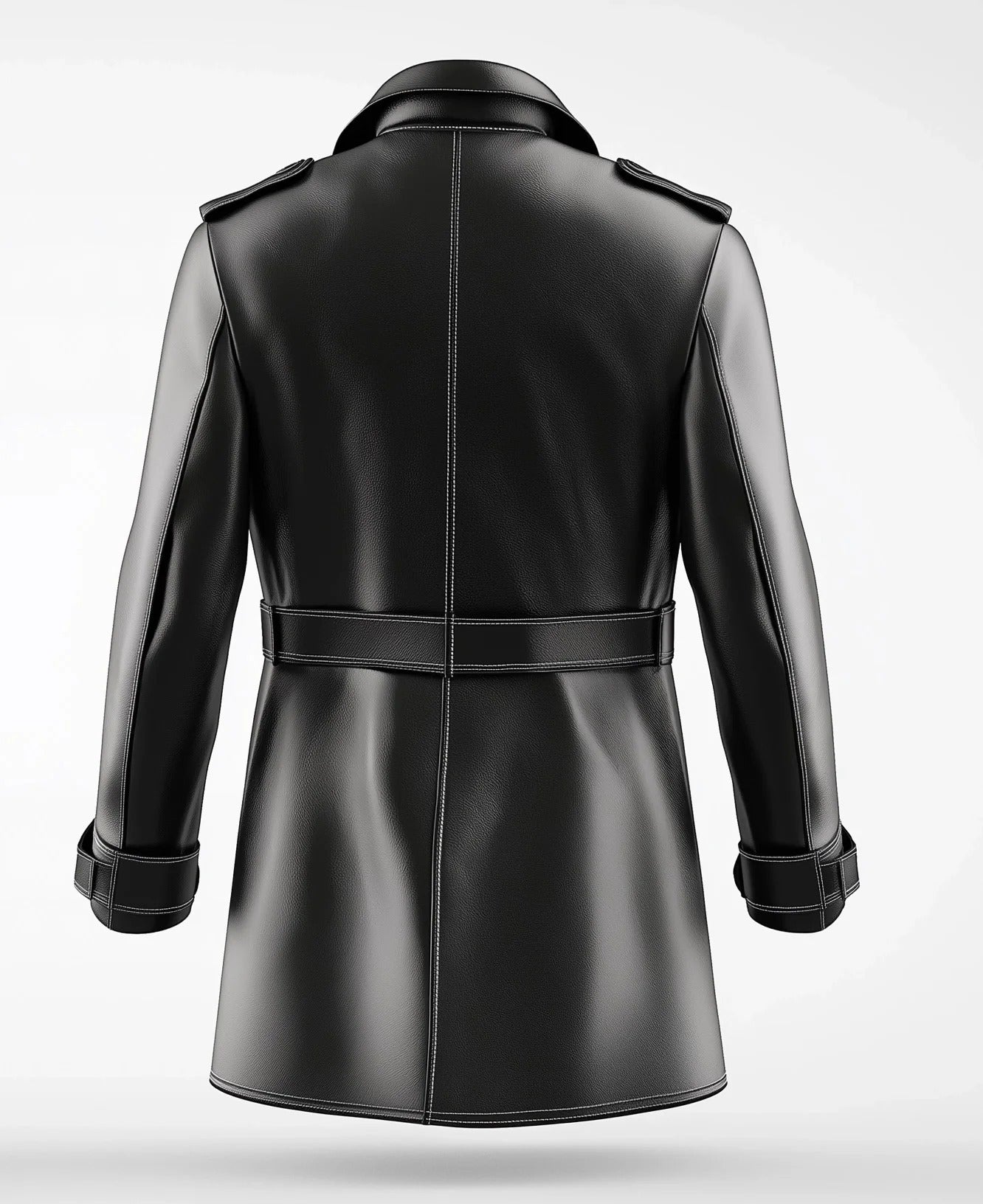 Men's Short Leather Trench Coat