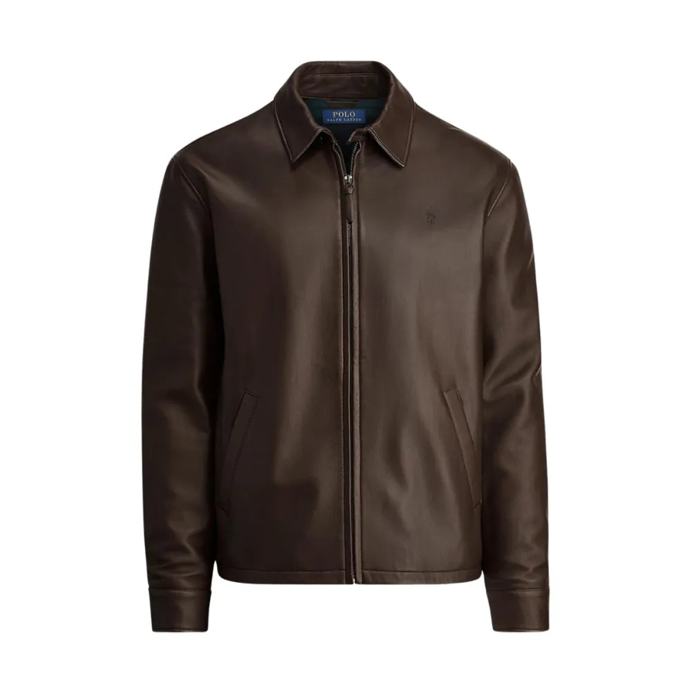 Men's Simple Brown Leather Jacket